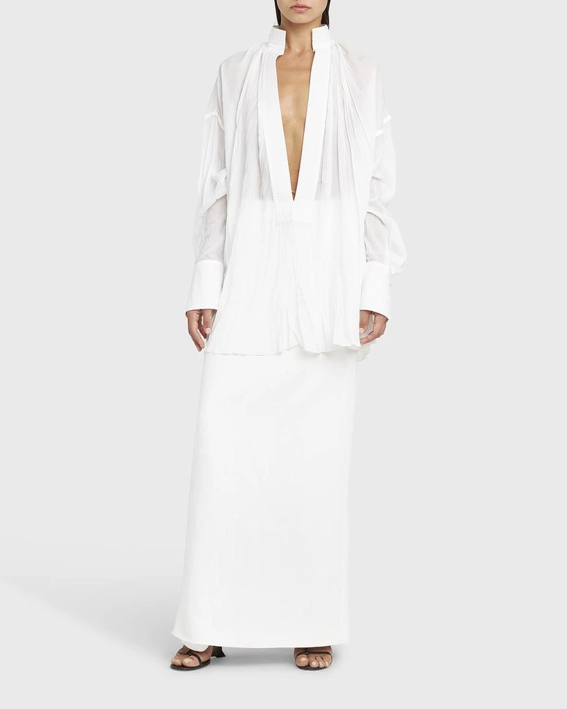 Salvatore Ferragamo Organza Plunging V-Neck Blouse 3