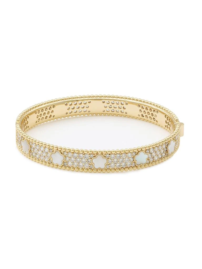 JanKuo Flower 14K Goldplated, Mother-Of-Pearl
Cubic Zirconia Bangle Bracelet