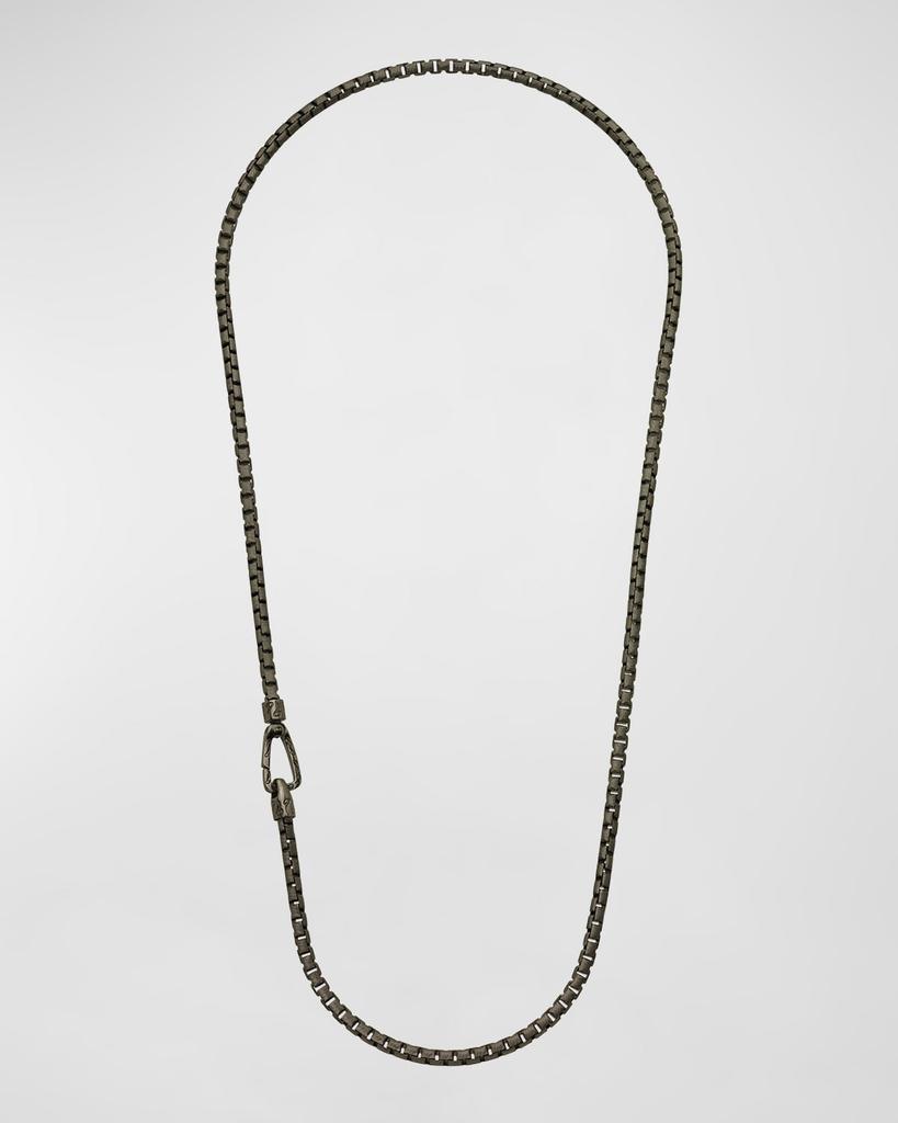 Marco Dal Maso Men's Ulysses Etched Box Chain Necklace in Silver, 62mm