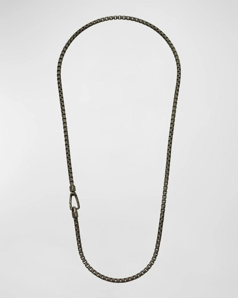Marco Dal Maso Men's Ulysses Etched Box Chain Necklace in Silver, 62mm 1