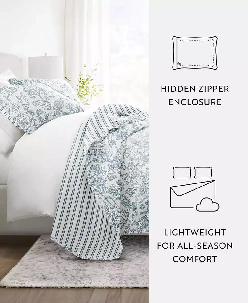IENJOY HOME Jacobean and Stripe Reversible 3-Pc. Lightweight Quilt Set 5