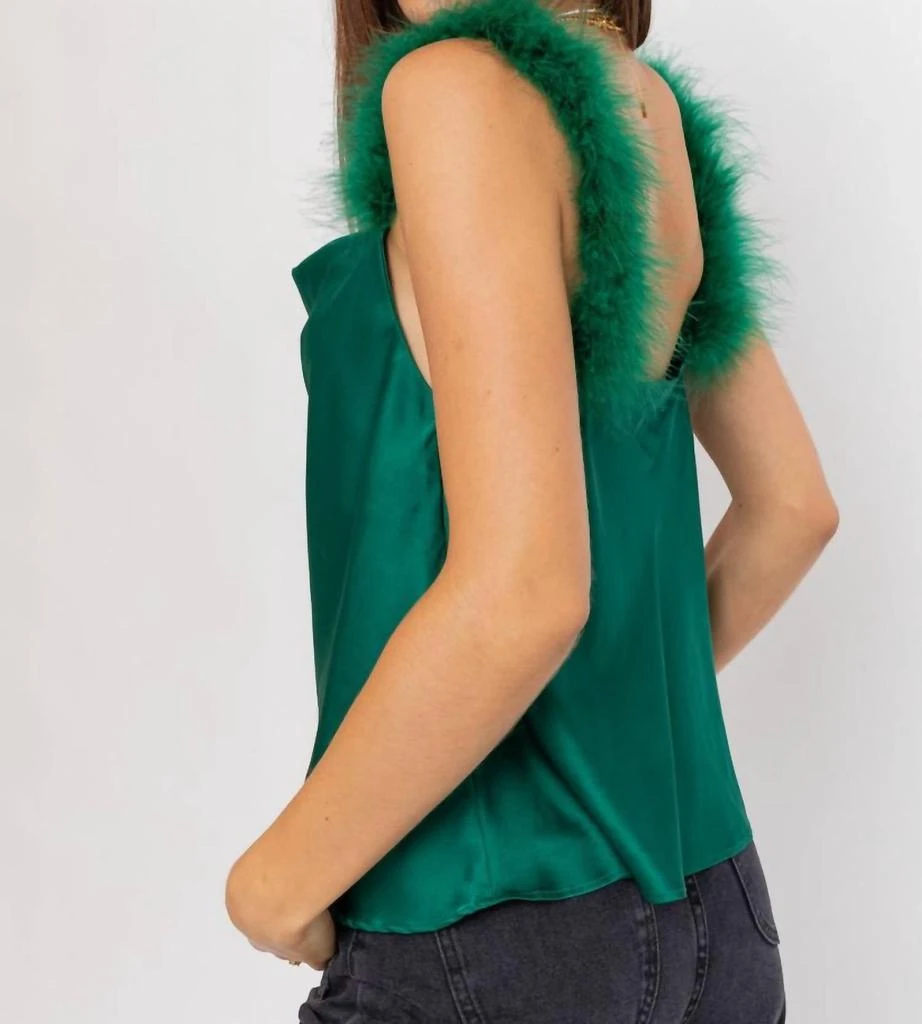 LE LIS Feather Cami In Hunter Green 2