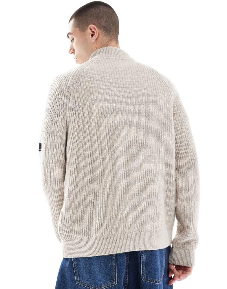 Barbour Barbour International Chester funnel knit jumper in cream 4