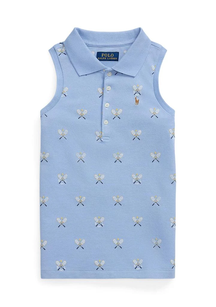 Ralph Lauren Girls 7-16 Tennis-Print Mesh Sleeveless Polo Shirt
