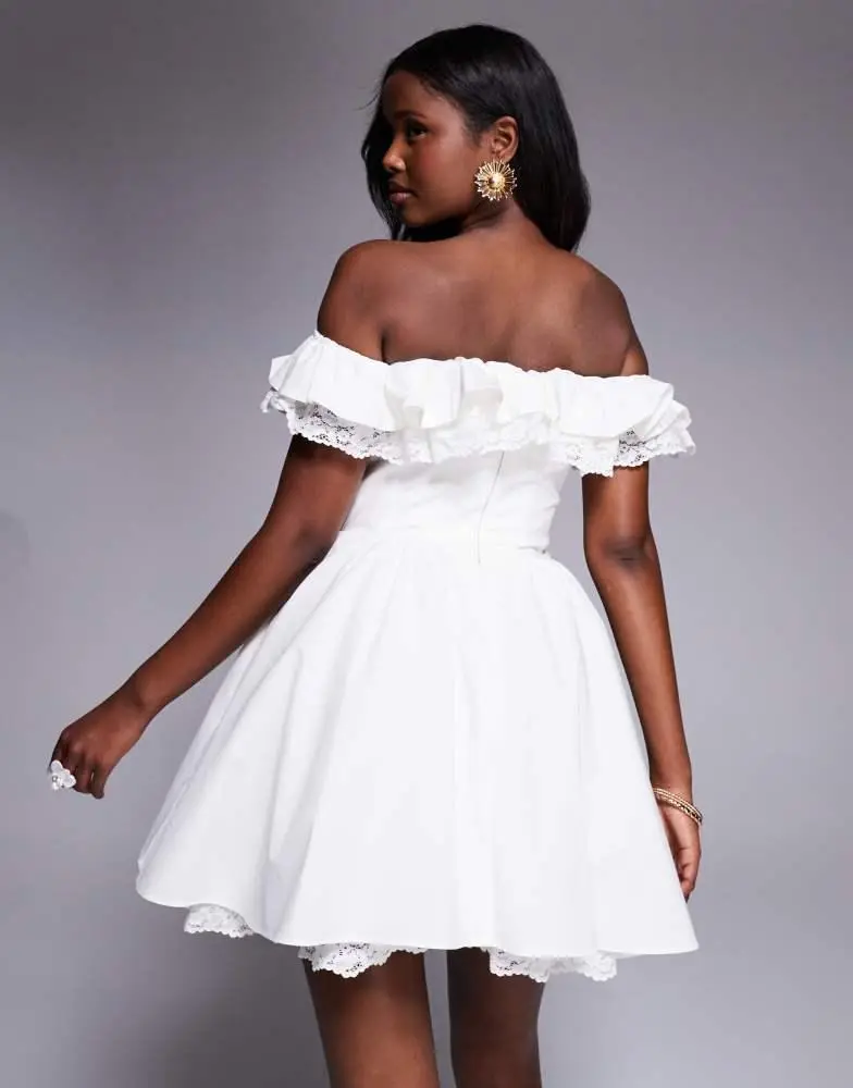 House of CB House of CB Jaide cotton off shoulder corset mini dress in white  - Dresses & Skirts - Free Shipping - BeyondStyle