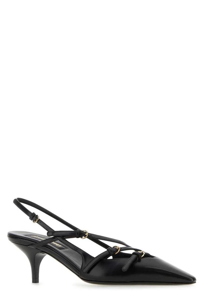 Miu Miu Miu Miu Buckle-Embellished Pointed Toe Slingback Pumps 2