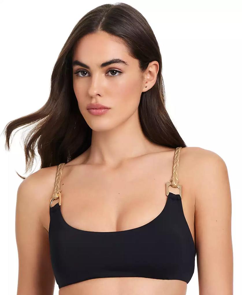 Red Carter Women's Deep Scoop-Neck Braid-Strap Bikini Top
