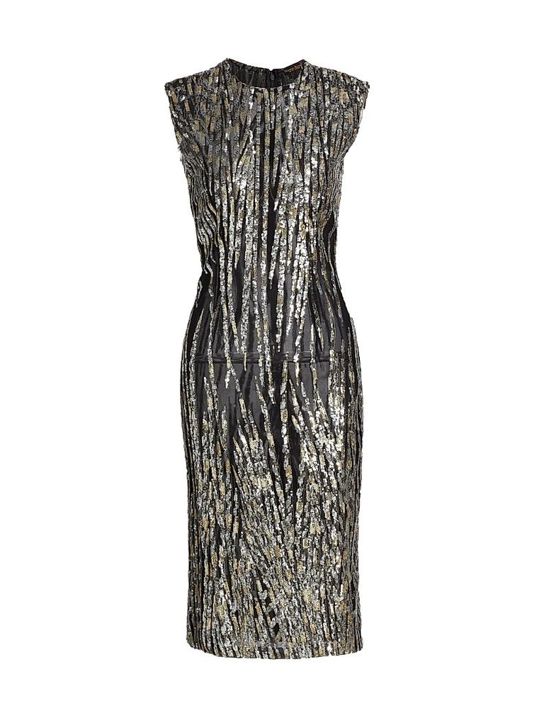 REEM ACRA Sequin Tulle Sleeveless Midi-Dress 1