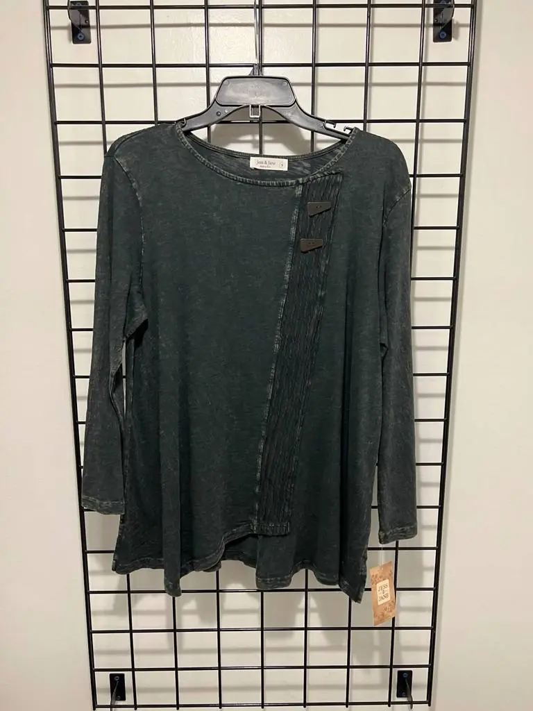Jess & Jane Jess & Jane - Women's Mineral Washed Faux Wrap Top