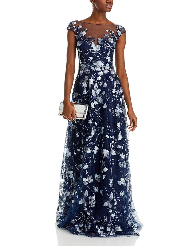 Teri Jon Embroidered Lace Illusion Bodice Gown 3