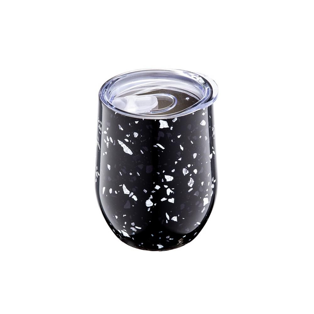 Cambridge 12 Oz Black Terzo Stainless Steel Wine Tumblers, Set of 4