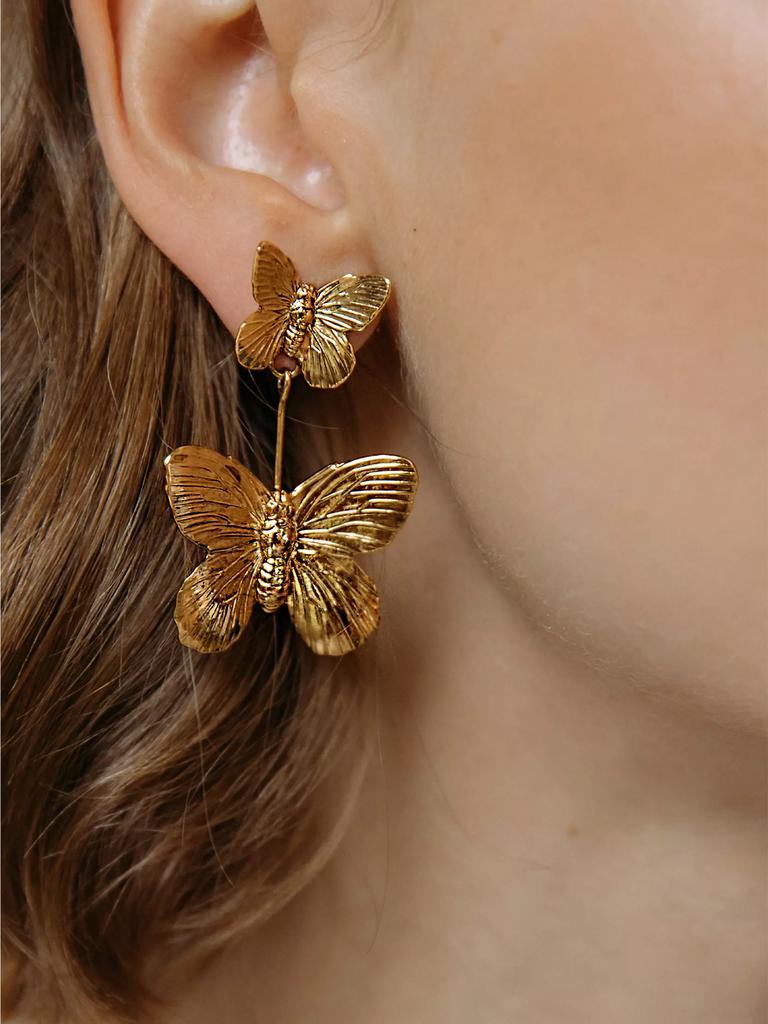 Jennifer Behr Ella 24K Gold-Plated Butterfly Drop Earrings