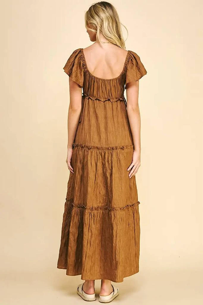 pinch brown dress Draped Open-Back A-Line Mini Dress in Chocolate Brown - 6 main image 0