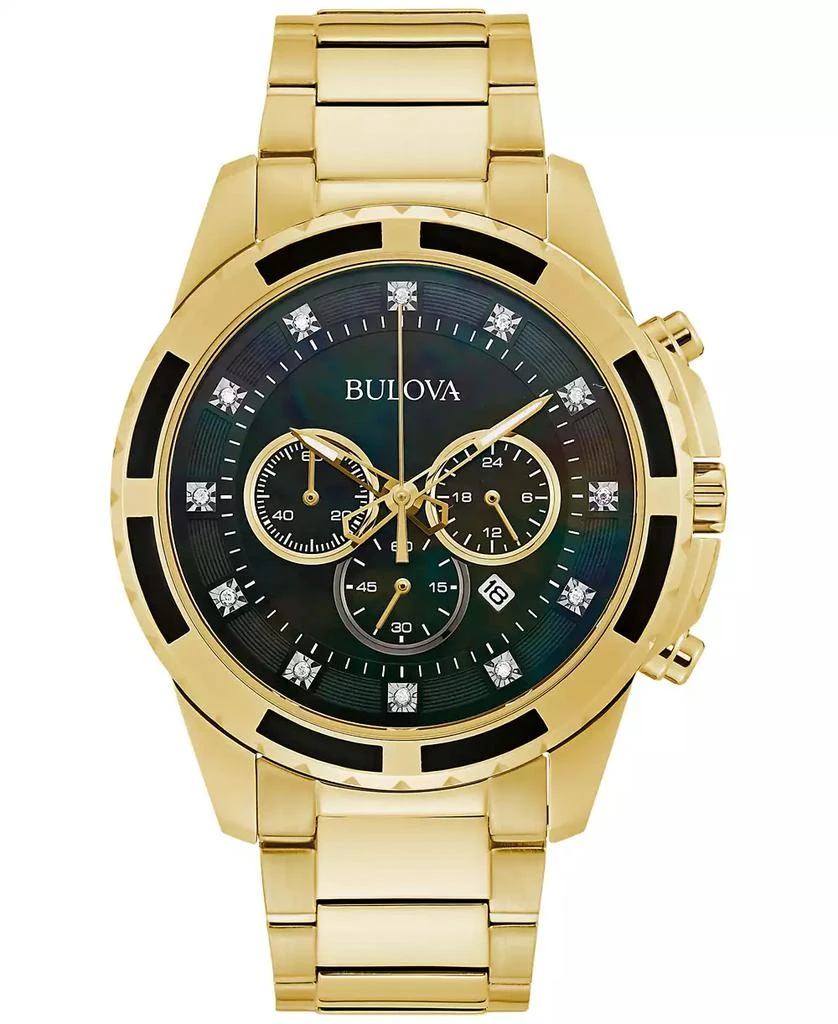 Bulova Men's Chronograph Diamond (1/20 ct. t.w.) Gold-Tone Stainless Steel Bracelet Watch 44mm 1