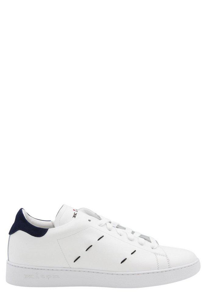 Kiton Kiton Logo Printed Stitched Lace-Up Sneakers