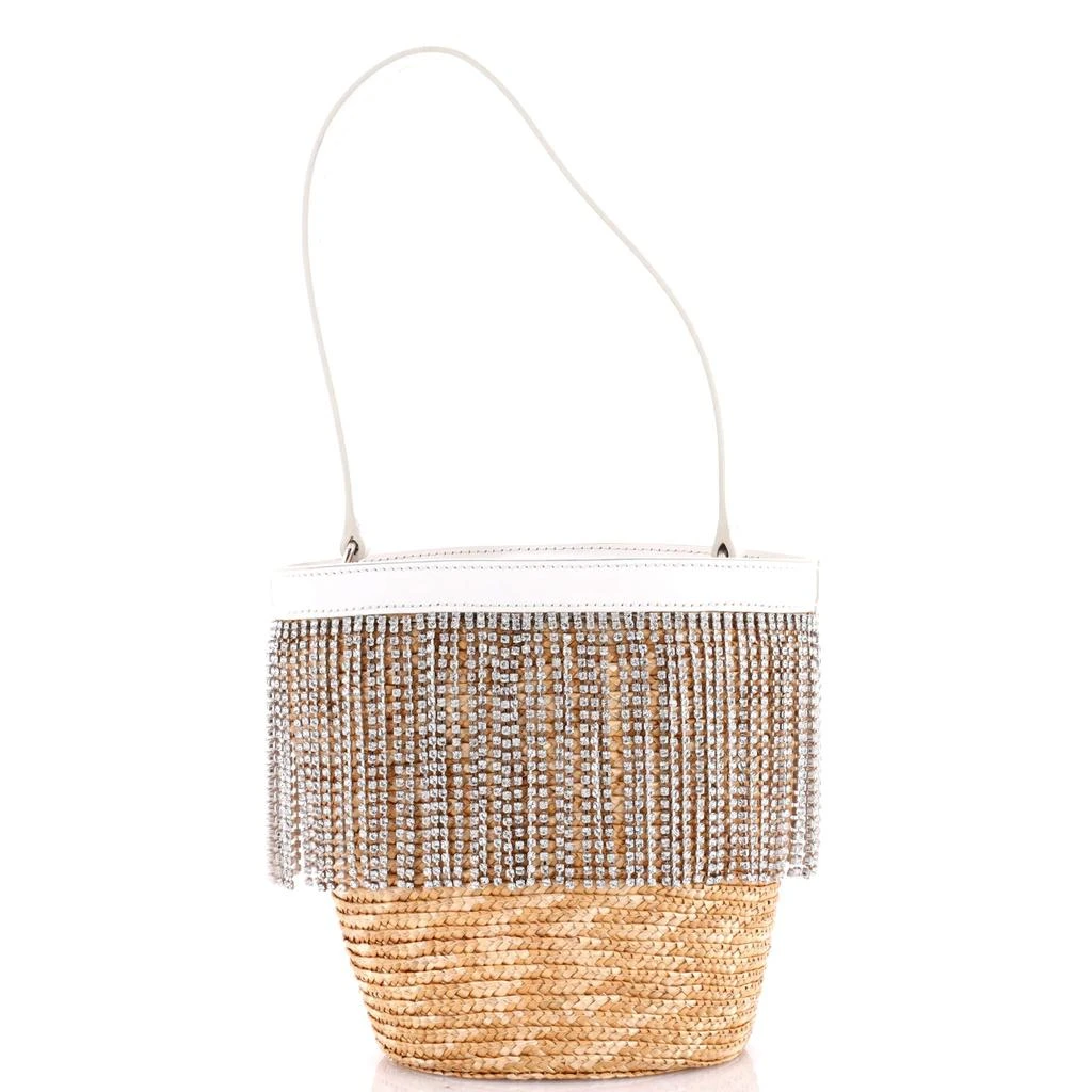 Miu Miu Fringe Bucket Bag Raffia with Crystals Small 3