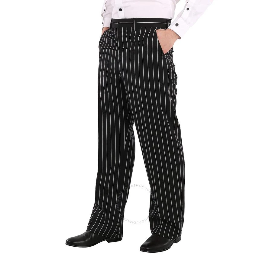 Burberry Black Stretch Wool Pinstriped Wide-leg Tailored Trousers 2