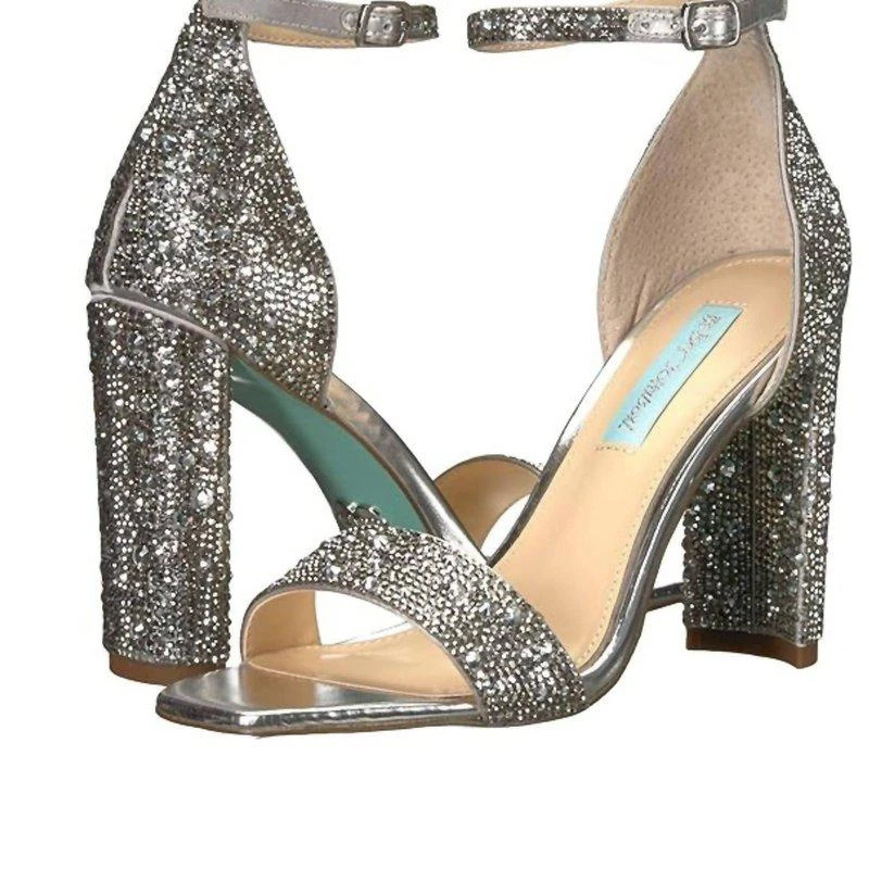 Betsey Johnson Rina Heeled Sandals In Silver 1