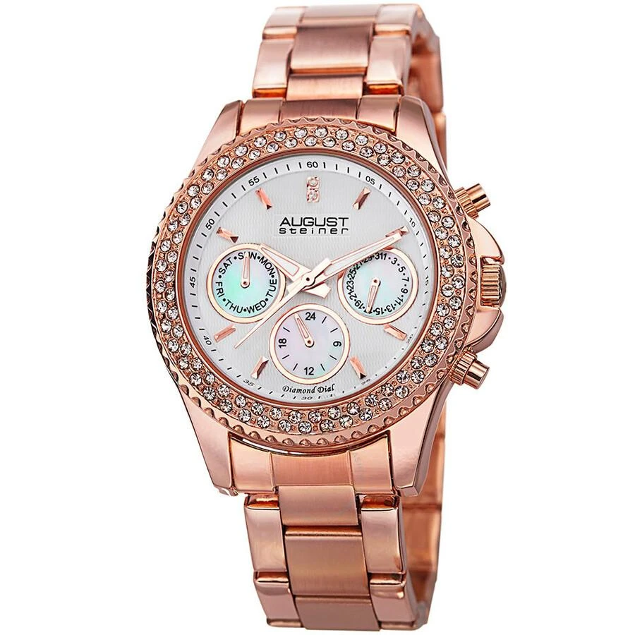 August Steiner White Dial Rose Gold-tone Ladies Watch AS8100RG 1
