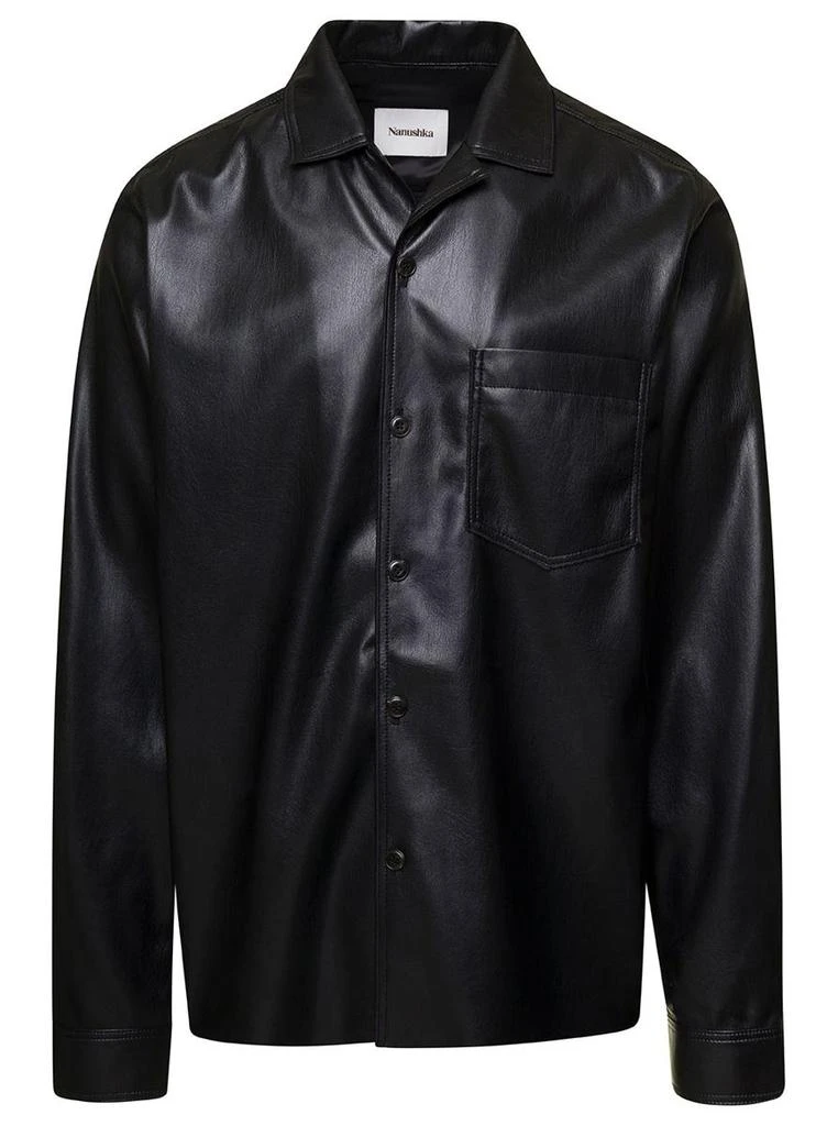 Nanushka 'Duco' Black Jacket With Cuban Collar In Faux Leather Woman 1