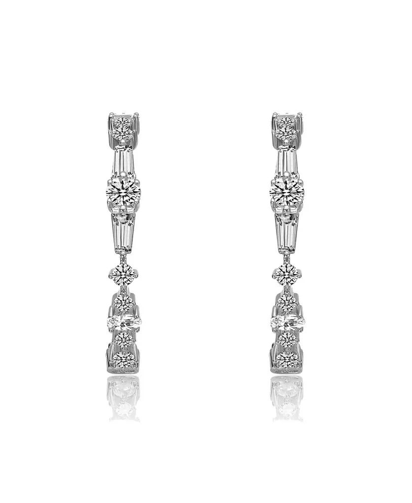 Genevive Sterling Silver Cubic Zirconia C-Hoop Earrings in White Gold Plated or 14K Gold Plated 2