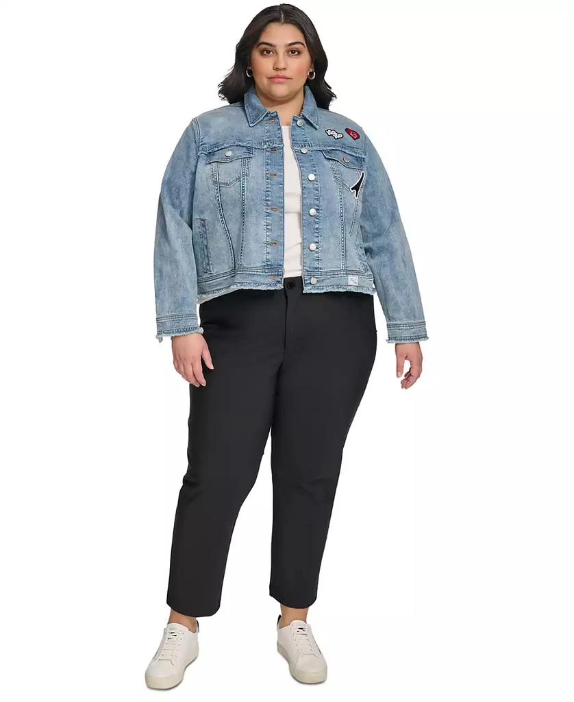 Karl Lagerfeld Paris Plus Size Patch-Trim Denim Jacket, First@Macy’s 5