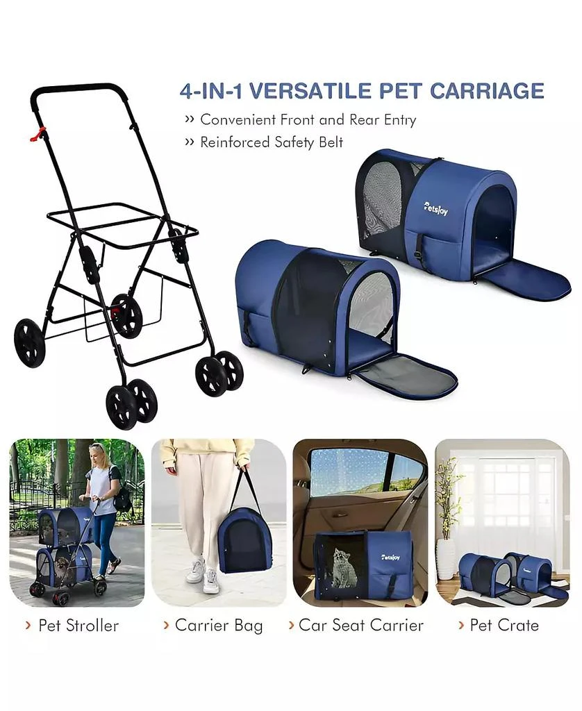 SUGIFT 4-in-1 Double Pet Stroller with Dog/Cat Carriers and Travel Carriage 3