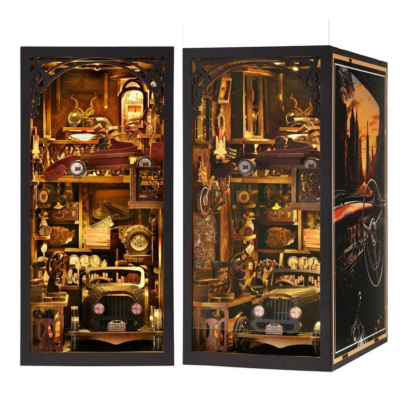 ASLOWSNAIL House DIY Wooden Puzzle Bookshelf Insert - Book Nook Kit for Dollhouse Model and Home Decoration Gifts -F1-Ch02