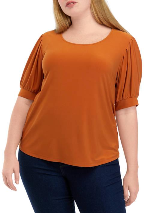 Carmen Marc Valvo Marc Valvo Plus Size Knits Puff Sleeve Top