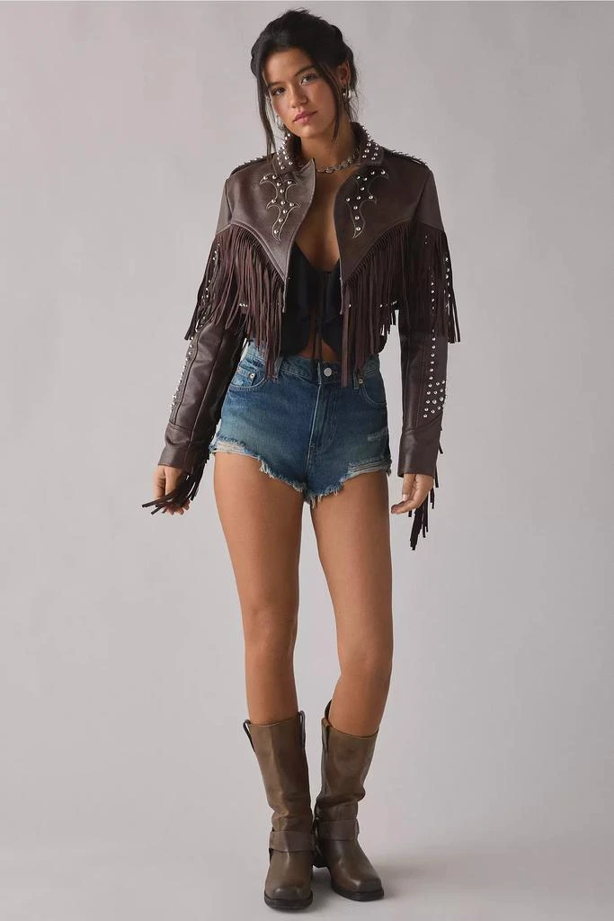 Azalea Wang Azalea Wang Reece Studded Fringe Faux Leather Jacket 4