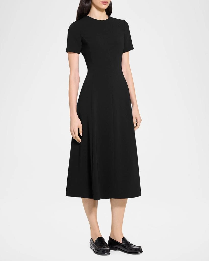 Theory Admiral Crepe Flared Short-Sleeve Midi Dress 3