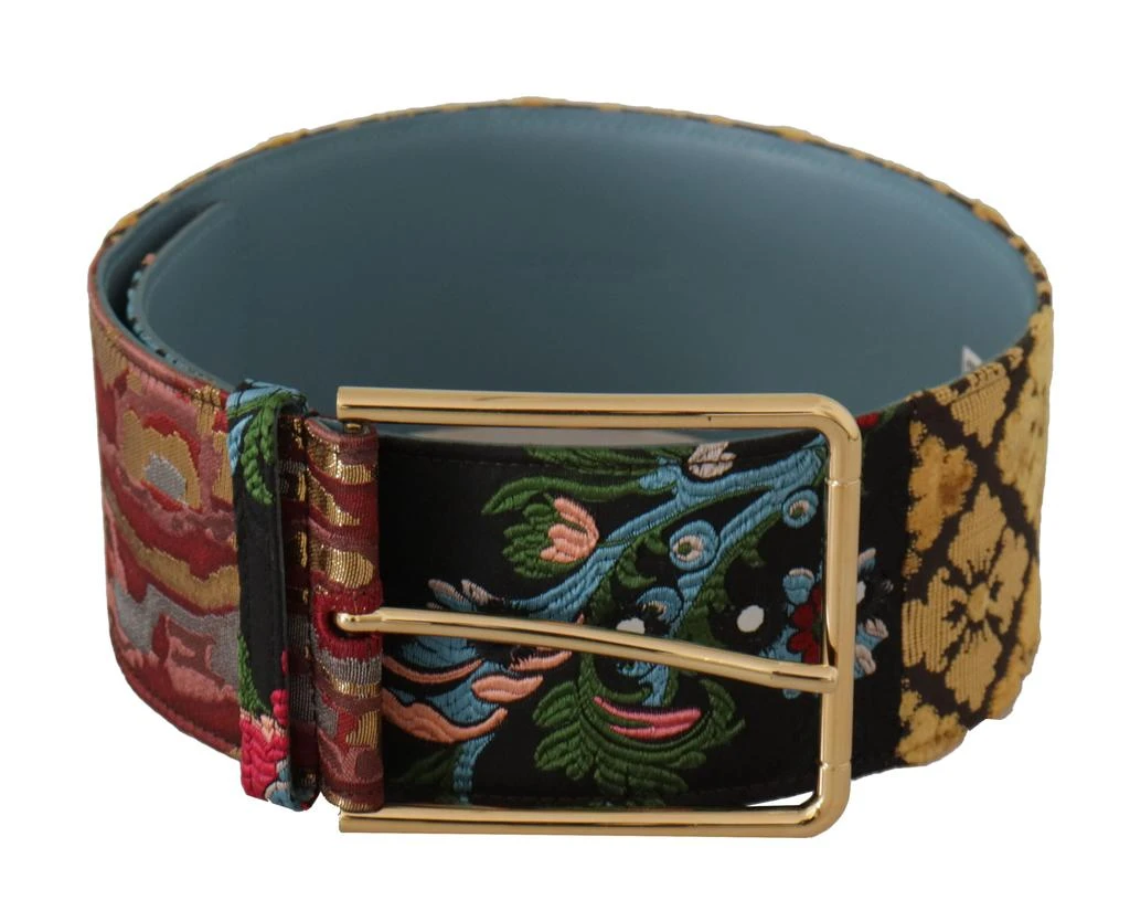 Dolce & Gabbana Dolce & Gabbana Multicolor Embroidered Leather Gold Metal Buckle Belt 1