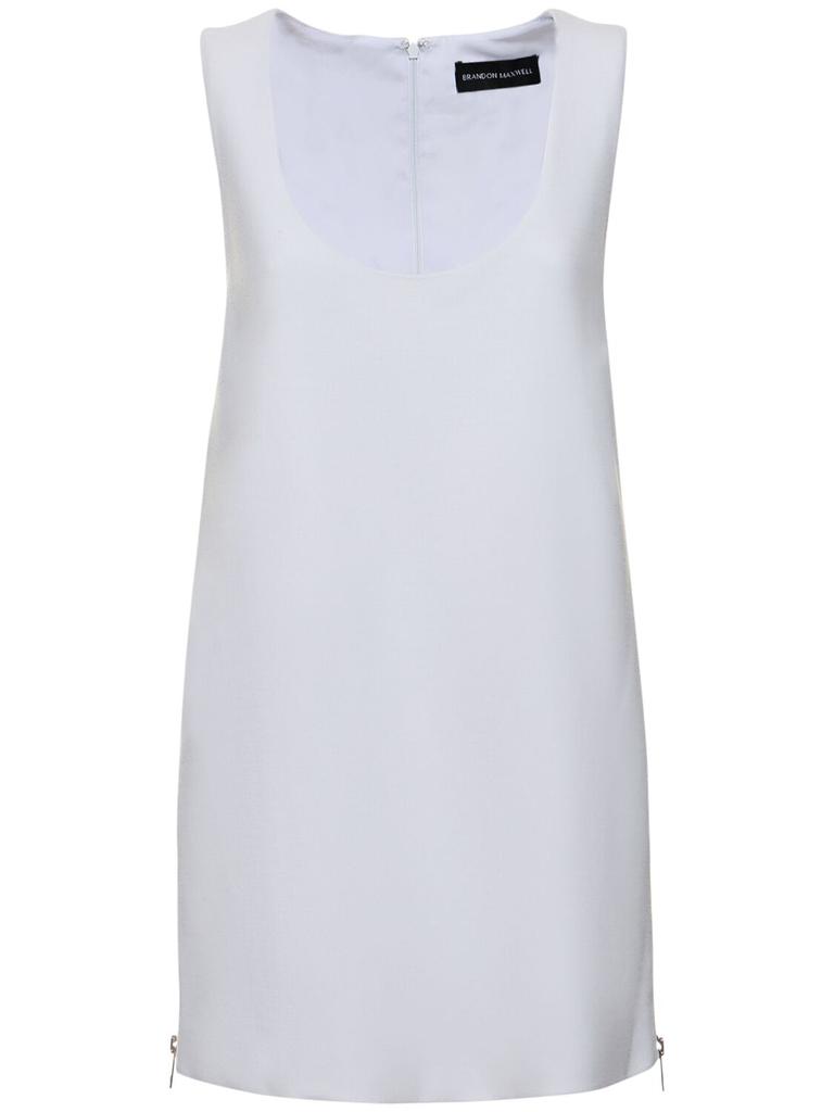 BRANDON MAXWELL Wool Crepe Sleeveless Mini Dress