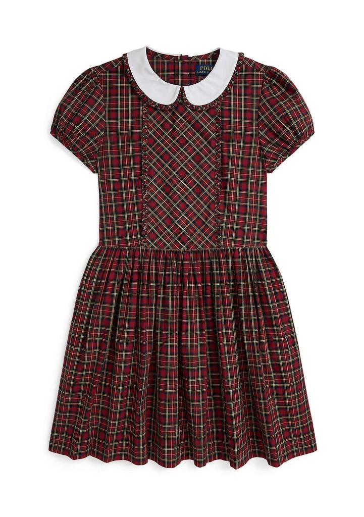 Ralph Lauren Girls 7-16 Plaid Ruffled Cotton Poplin Dress