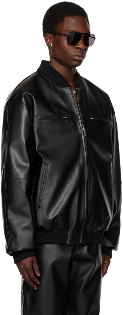 Shop Black Reversible Faux-Leather Bomber Jacket on Sale at
