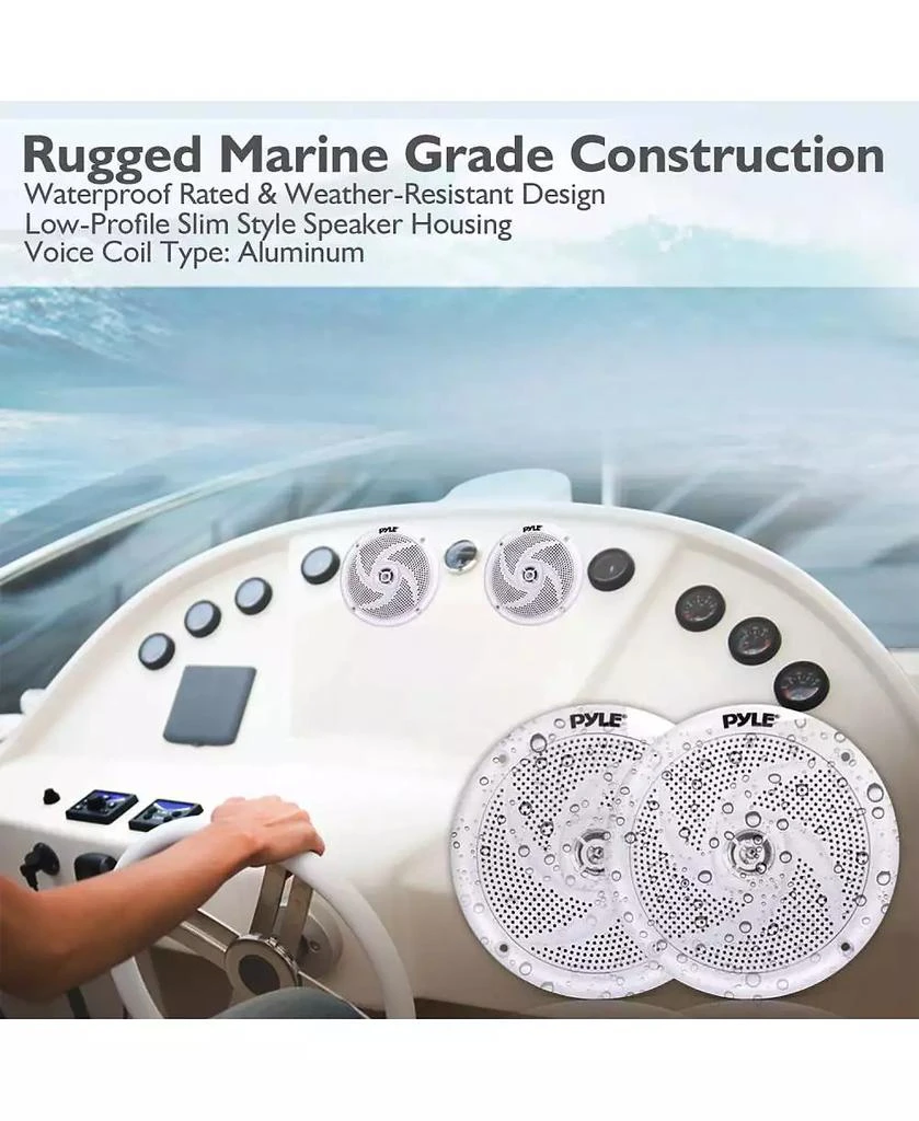 Pyle 5.25" Waterproof Rated Marine Speakers - Low-Profile Slim Style Speaker Pair, 180W 3