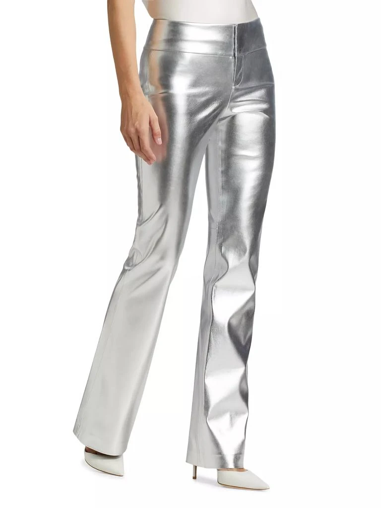 Alice + Olivia Olivia Metallic Faux Leather Boot-Cut Pants 4