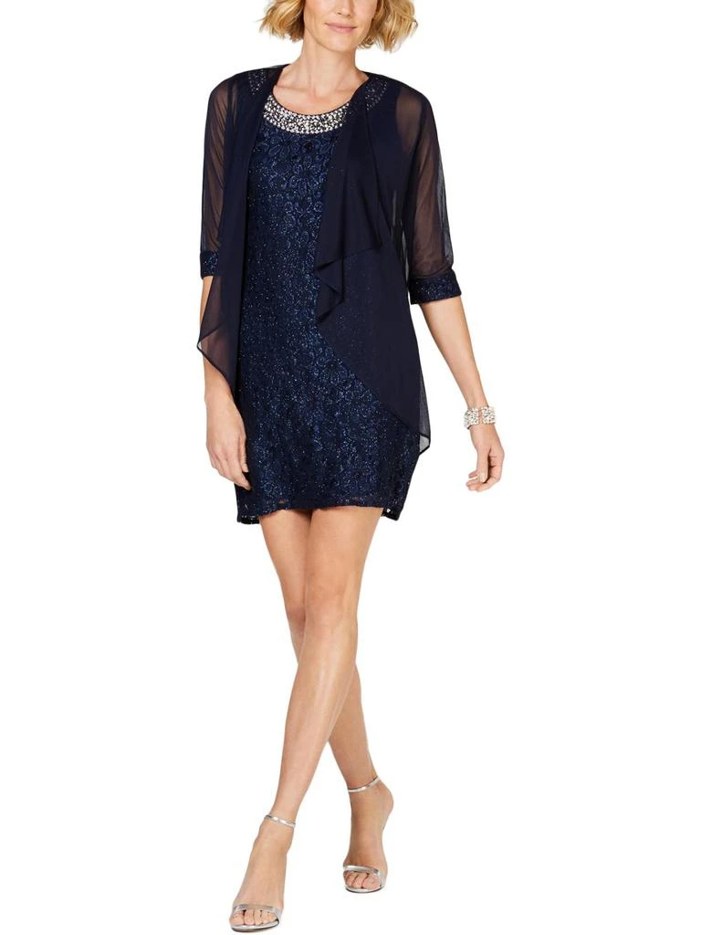 R&M Richards Petites Womens Lace Special Occasion Dress With Jacket 1