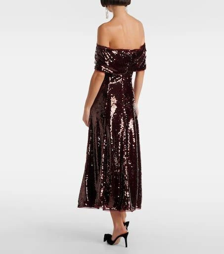 Self Portrait Sequined off-shoulder midi dress 3