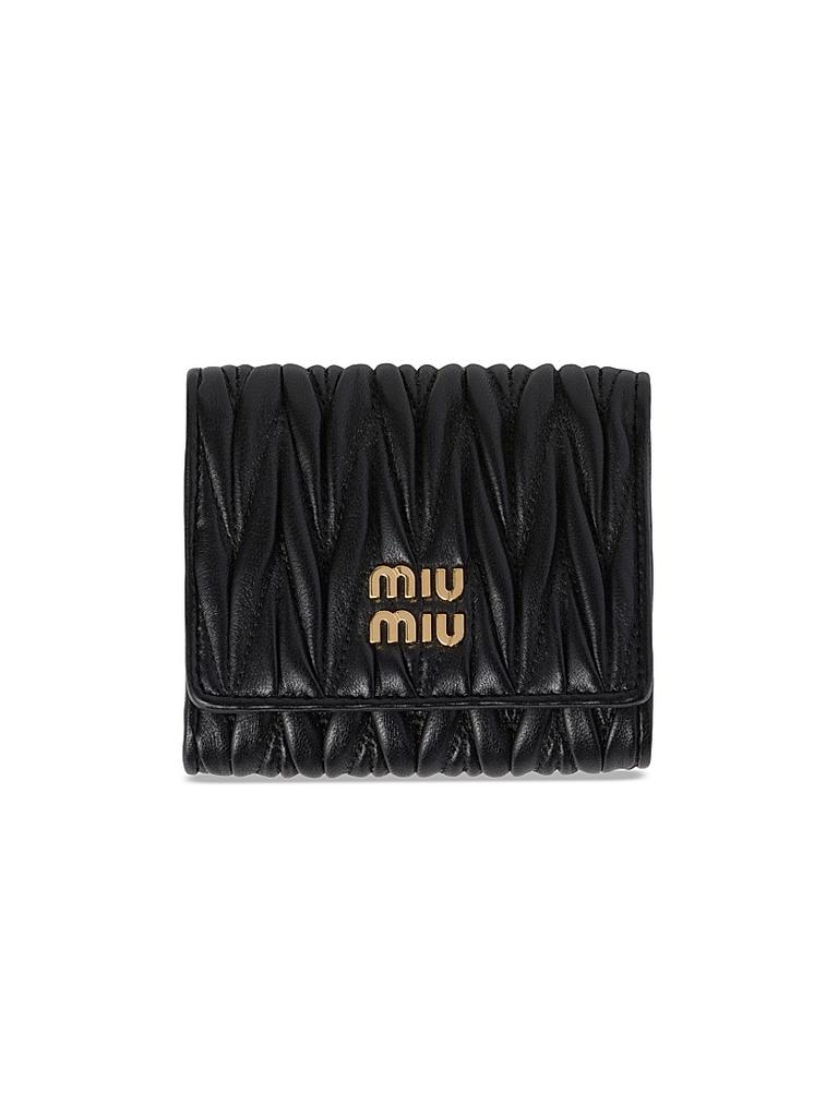 【Bella】MIU MIU Leather Wallet BLACK Miu Miu Miu Miu Leather wallet - Wallets - BeyondStyle