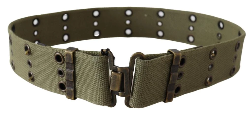 Ermanno Scervino Cotton Round Buckle Waist Belt Women Green Belts Buy Womens Green Belt With Gold Buckle Shiny Rounded  main image 3