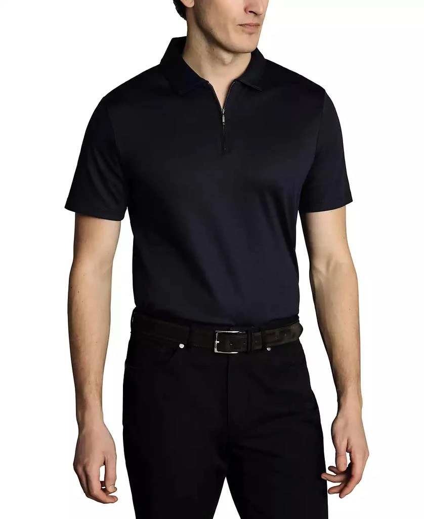 Charles Tyrwhitt Men's Mercerized Cotton Short Sleeve Zipper Polo Shirt 1