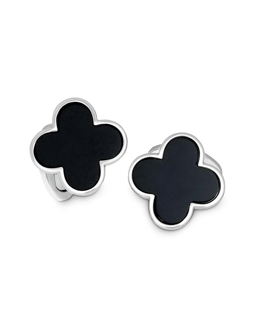 Jan Leslie Sterling Silver and Black Onyx Clover Cufflinks 1