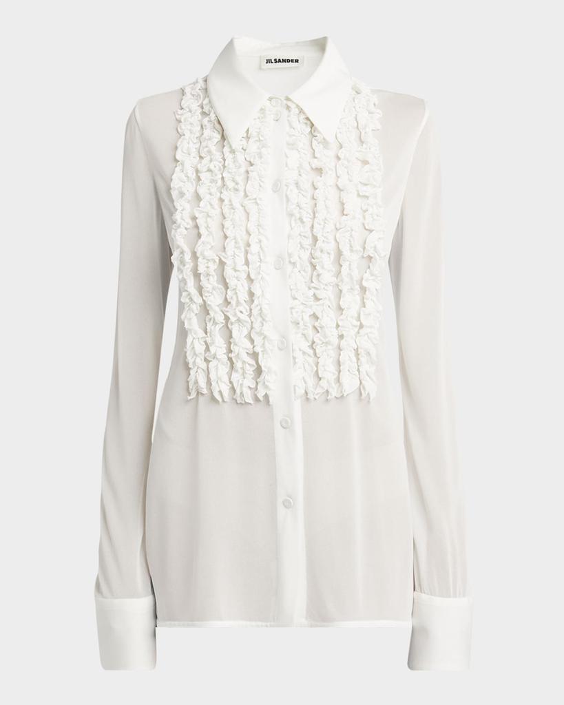 Jil Sander Ruffle Bib Button-Down Shirt