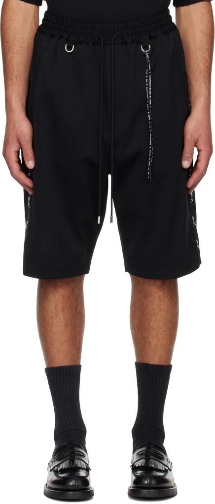mastermind JAPAN Black Loose Skull Tape Jersey Shorts