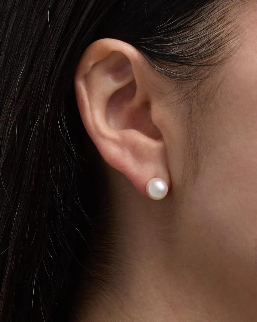 Assael Akoya Cultured 9mm 18K White Gold Pearl Stud Earrings 2
