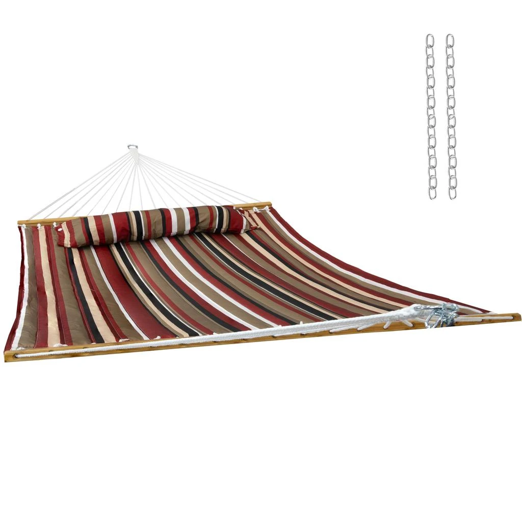 Sunnydaze Extra-Large 2-Person Quilted Outdoor Hammock with Spreader Bars - 450 lb Capacity 1