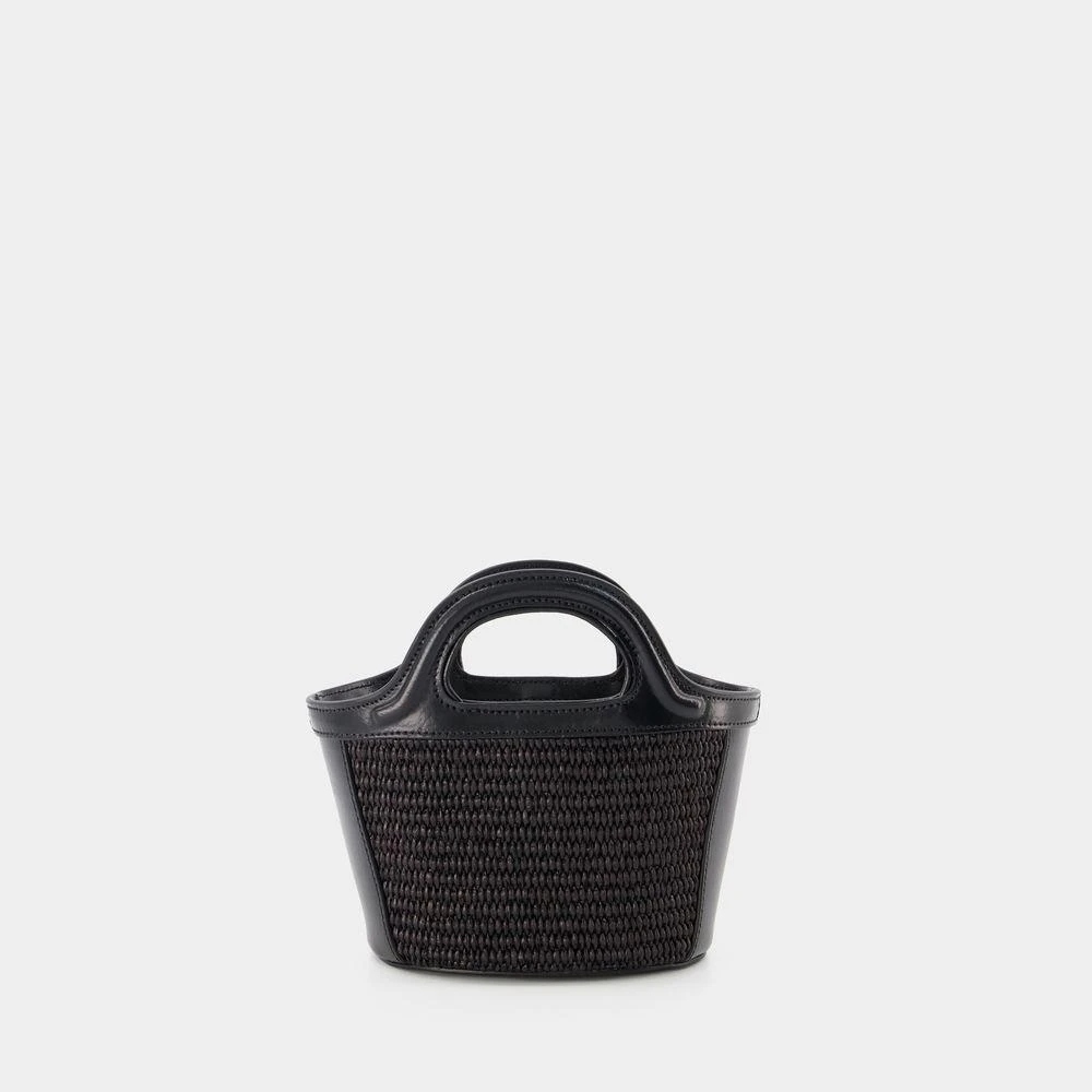 Marni BLACK LEATHER AND STRAW MICRO TROPICALIA SUMMER HANDBAG 3