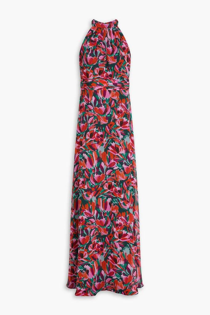 MIKAEL AGHAL Gathered floral-print chiffon maxi dress 1