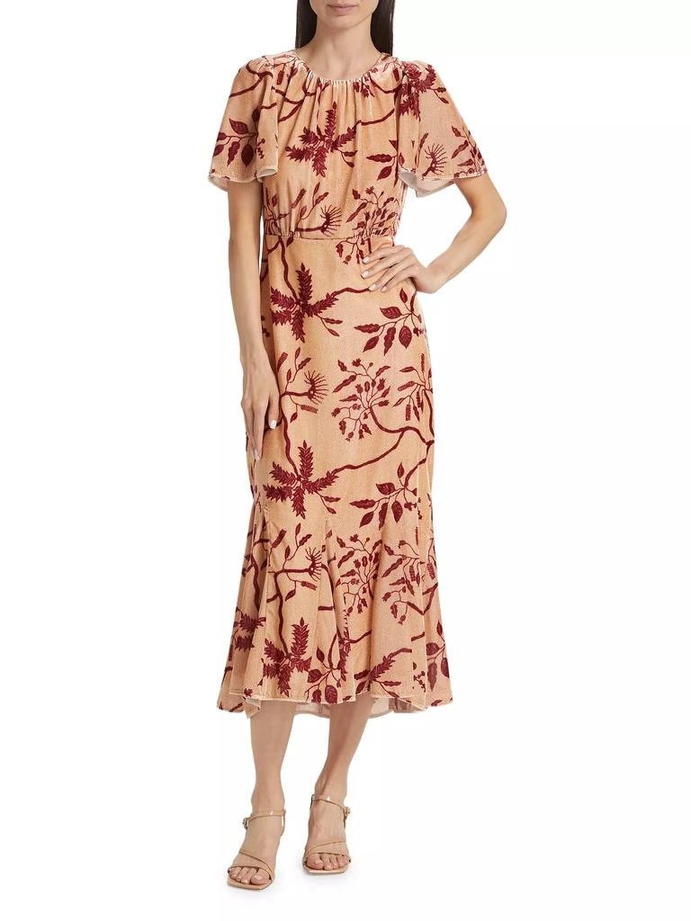 Rhode Cream Enchanted Vine Grande Arabella Floral Midi-Dress 3